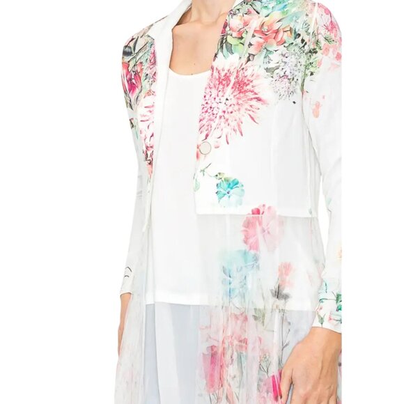 ORIGAMI FASHION Victorian Lace Tulle Floral Print Cardigan Duster S-XXL NWT - Picture 6 of 6